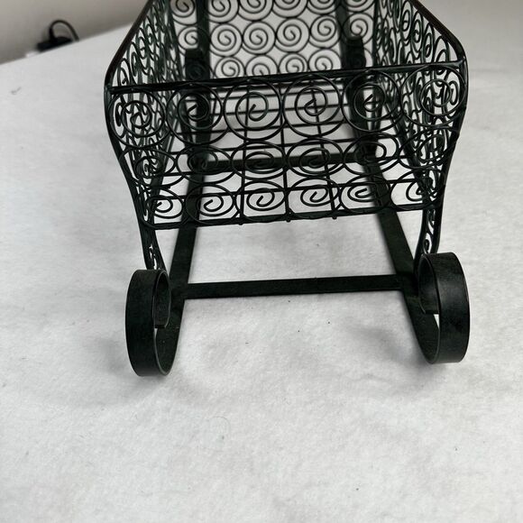 Vintage Metal Green Reindeer Sleigh Table Decor Card Holder 10" x 15" - Picture 4 of 7